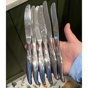 Oneida La Rose Stainless Premier Silverware 6 Dinner Knives Flatware